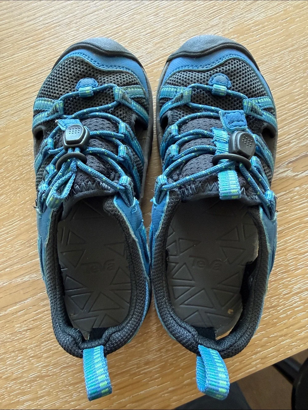 Teva Kids Blue and Black Water Shoes with Secure Bungee Lacing
